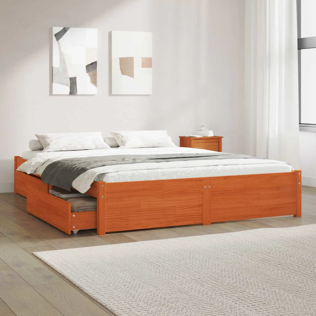 Struttura del letto con cassetto Legno di Pino Massello 3423806
