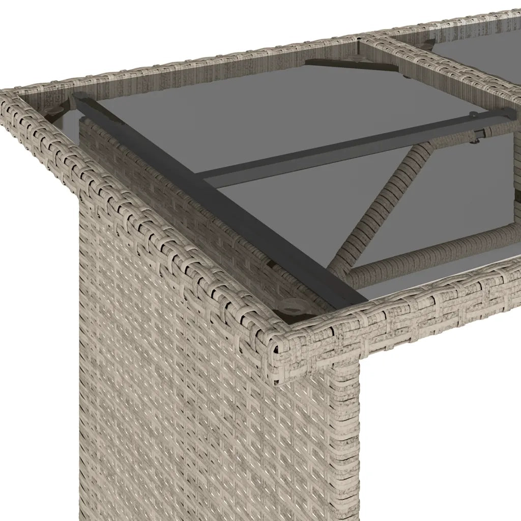 Tavolo Giardino Piano Vetro Grigio Chiaro 110x68x70 Polyrattan