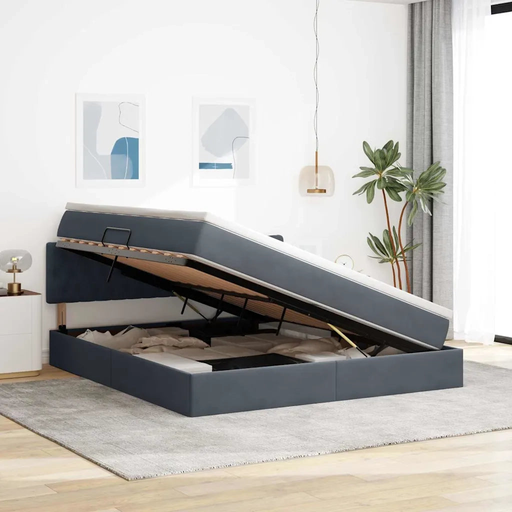 Letto con Contenitore Grigio scuro 160 x 200 cm Velluto 3370828