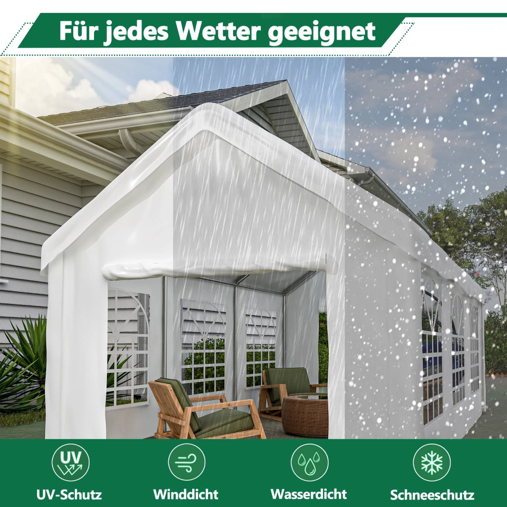 Garage per veicoli 3x6m doppie porte a rulli accesso drive through costruzione robusta resistente alle intemperie teli laterali rimovibili per giardino e esterni