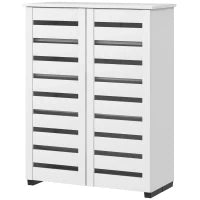 Mobile Scarpiera a 5 Livelli con 4 Ripiani Regolabili e Ante a Doghe, in Legno, 76x33Px98 cm, Bianco