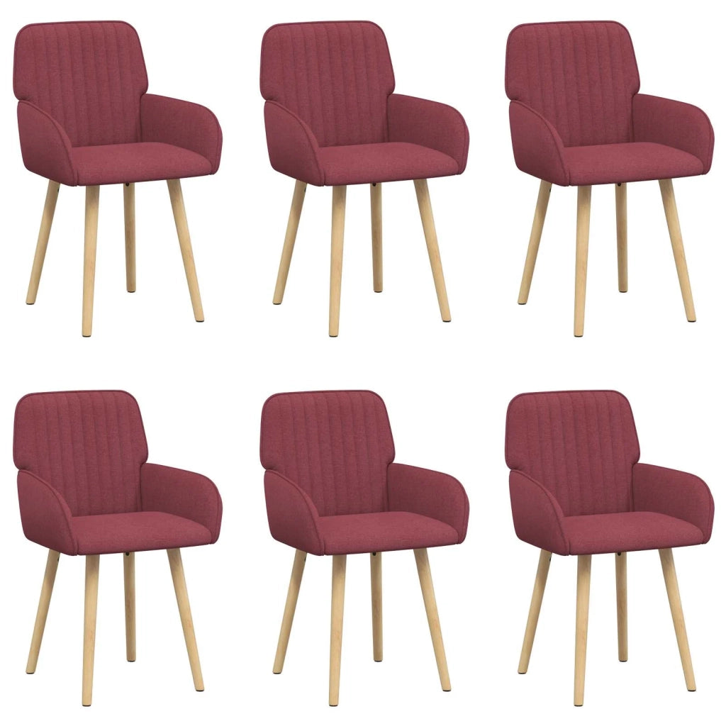 Sedie da pranzo 6 pz Tessuto Rosso Vino 56,5 x 50 x 87,5 cm 3428204