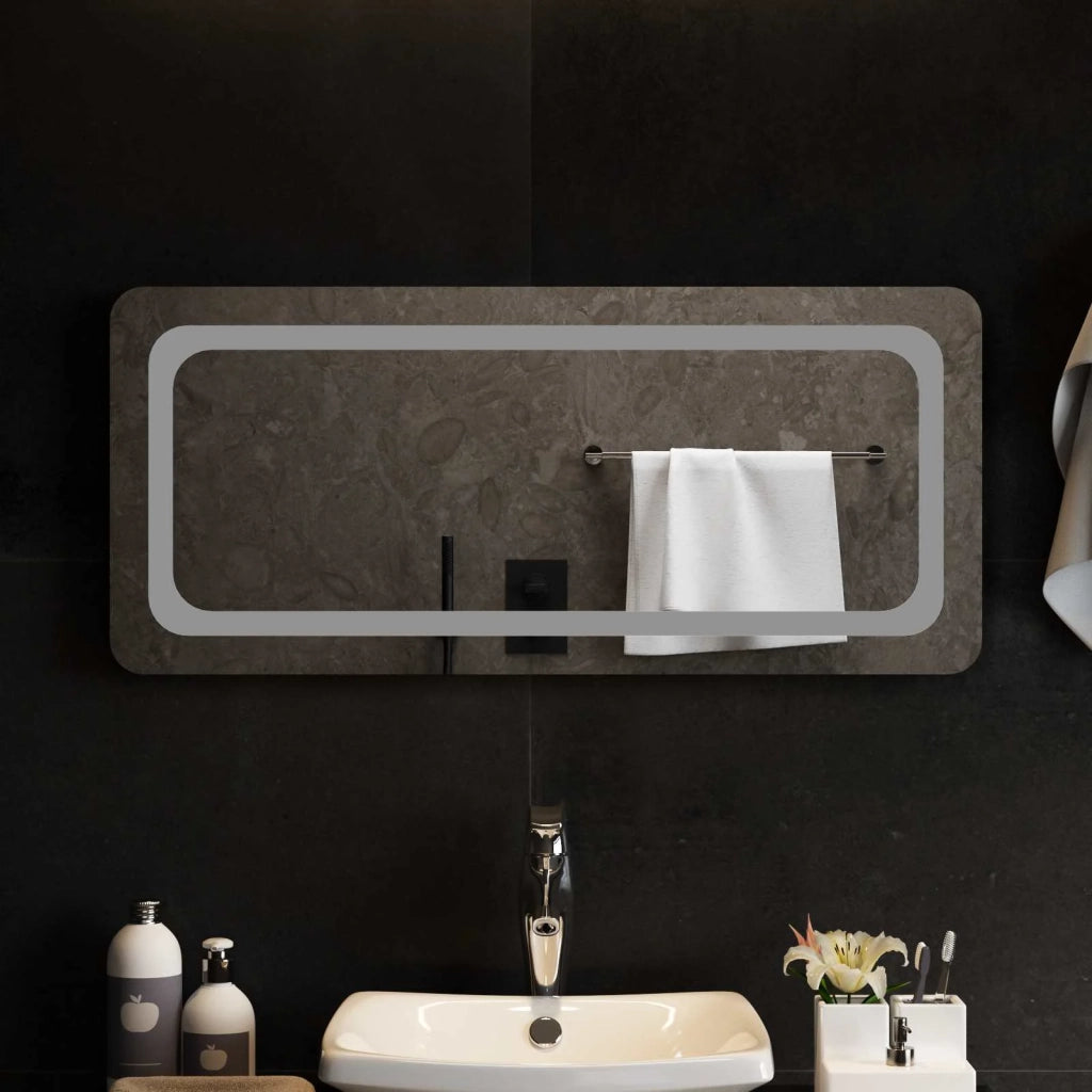 Specchio da bagno LED Trasparente 90 x 40 cm vetro temperato 42045838