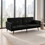 Divano letto 2 posti con schienale regolabile in velluto nero 164 × 89 × 70 cm