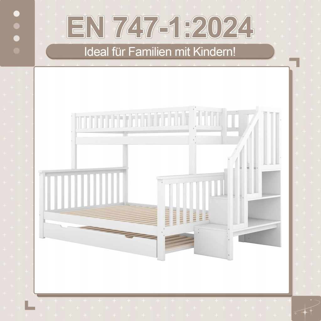 Letto a castello in pino - Xylo - 90x200 e 140x200 - Bianco