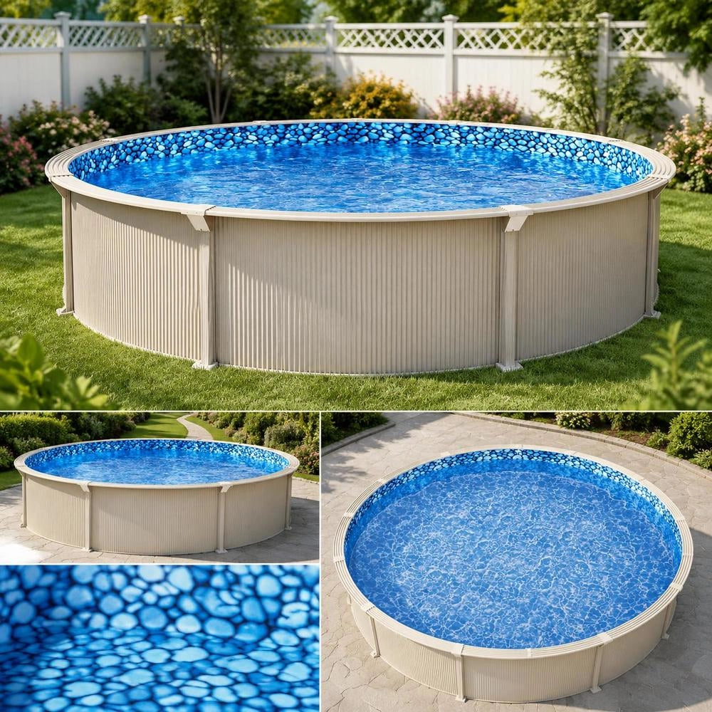 Round Pool Liner, Φ 549x147 Cm, Inner Liner, Replacement Liner, Pool Liner, Overlap-style Vinyl Liner With Standard Thickness, For Above-ground Pools With A 137 Cm Wall Height