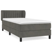 Letto singolo | Letto per adulti | Giroletto a Molle con Materasso Grigio Scuro 90x190 cm Velluto