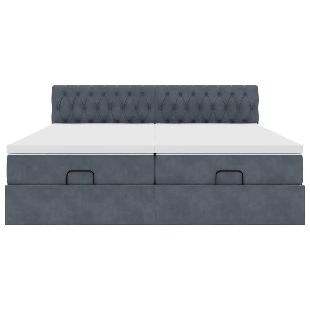 Struttura Letto Pouf con Materassi 160x200 cm in Velluto