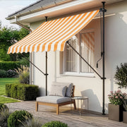 Tenda da Sole a Muro con Pali di Supporto Telescopici Parasole 150 x 120 cm (LxP) Giallo-Bianco pro.tec