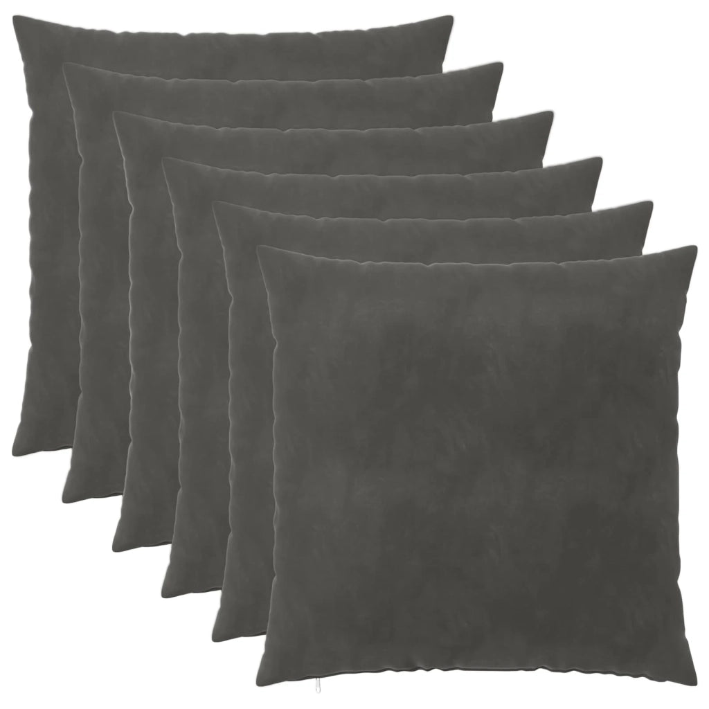 Federa 6 pcs HEERLEN Grigio Scuro 80 x 80 cm Velluto 913526