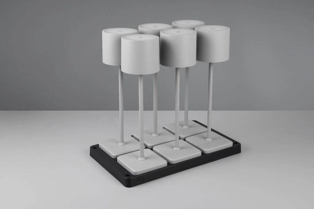 Set 6 lampade da tavolo ricaricabili con base grigie FERNANDEZ