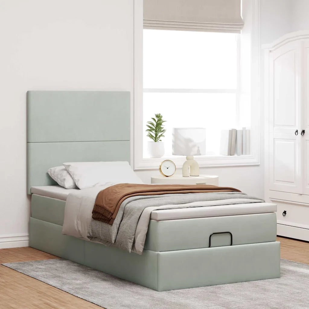 Struttura Letto Pouf con Materassi 90x200 cm in Velluto 3314222