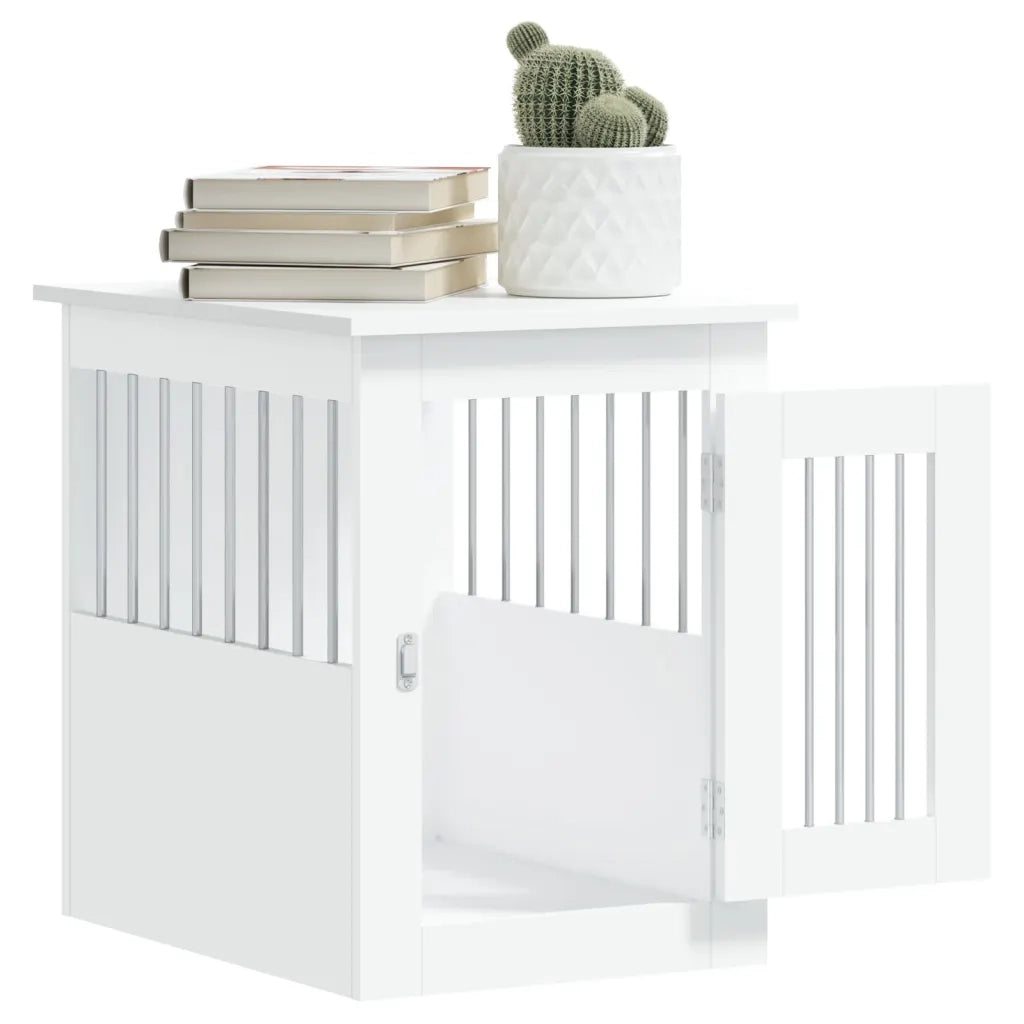 Gabbia Cani da Arredamento Bianca 45x62x59cm Legno Multistrato 838309
