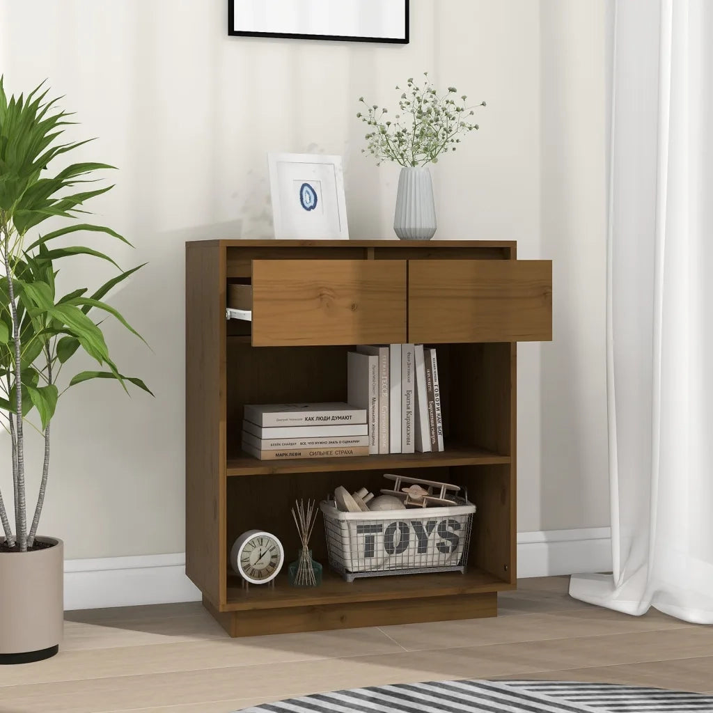Mobile Consolle | Tavolo d'Ingresso Ambrato 60x34x75 cm in Legno Massello di Pino