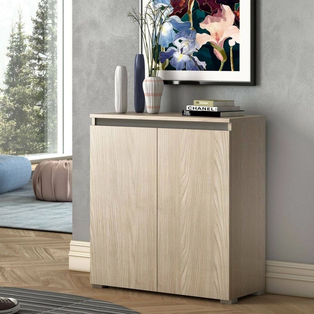 Mobile Portascarpe Astrina, Scarpiera 3 Ripiani Made in Italy, 80x37x102h cm Marrone Olmo
