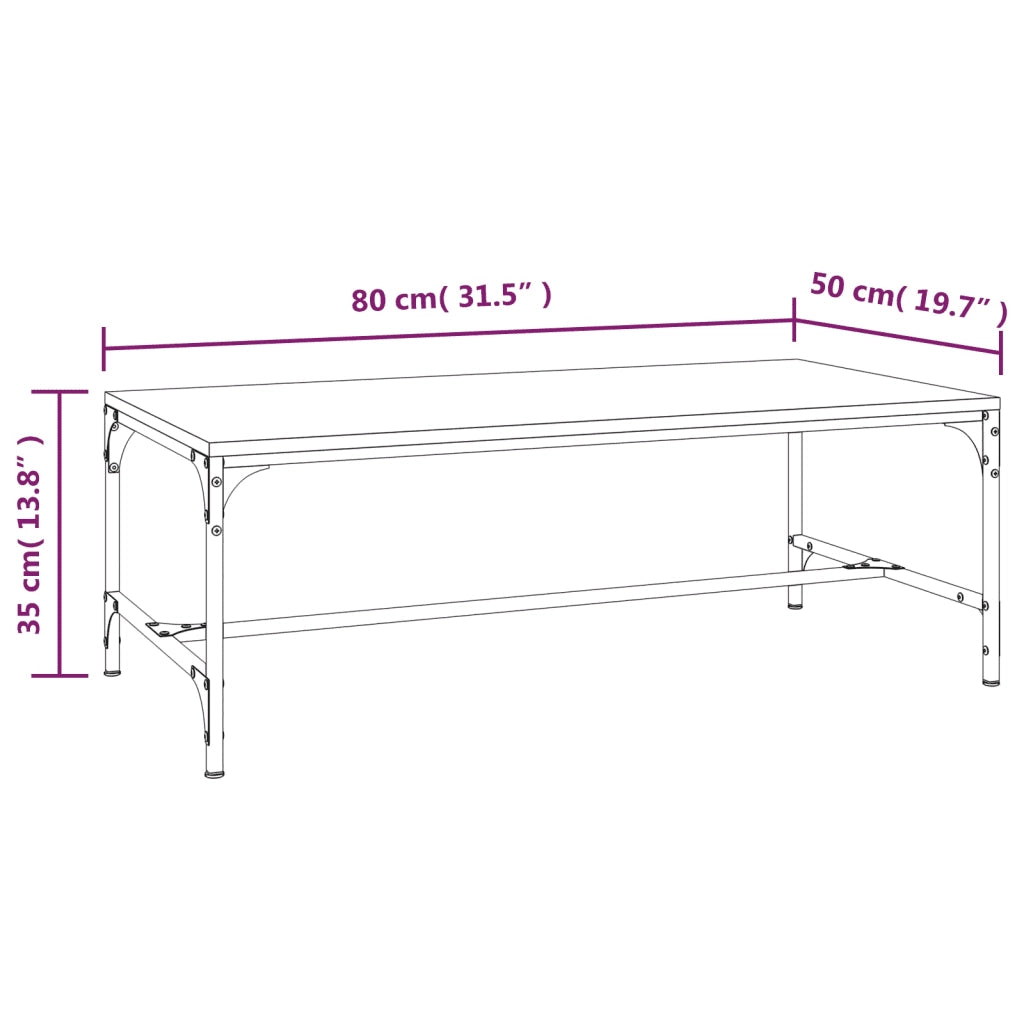 Tavolino da Salotto Grigio Sonoma 80x50x35 cm Legno Multistrato 819395