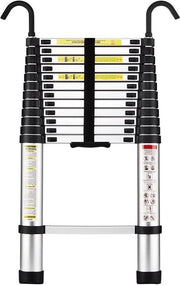 Ladder telescopica 38 m in alluminio pieghevole - scala per il fai da te con braccio di sostegno rimovibile - scale estensibili singole - carico massimo 150 kg