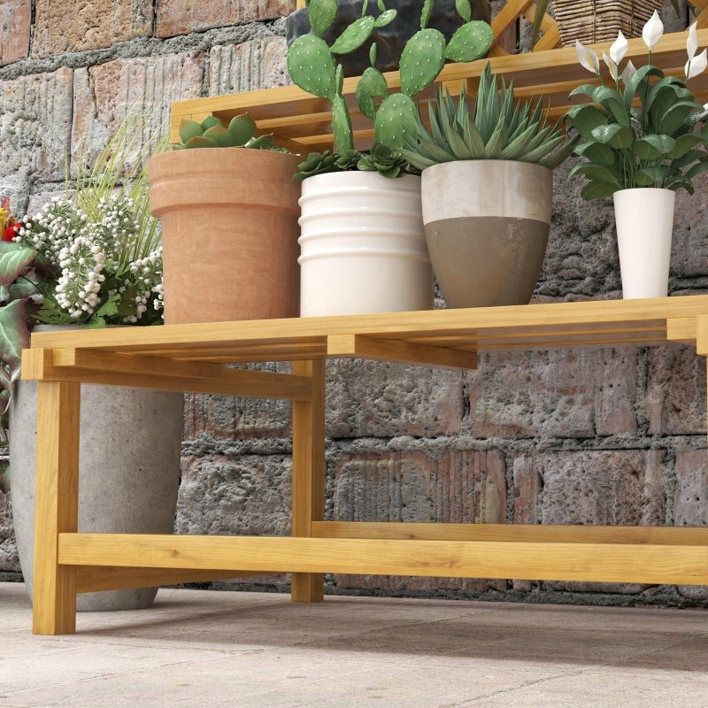 Porta piante a 2 livelli in legno di abete, con griglia e tetto, 75 x 50 x 166 cm, giallo