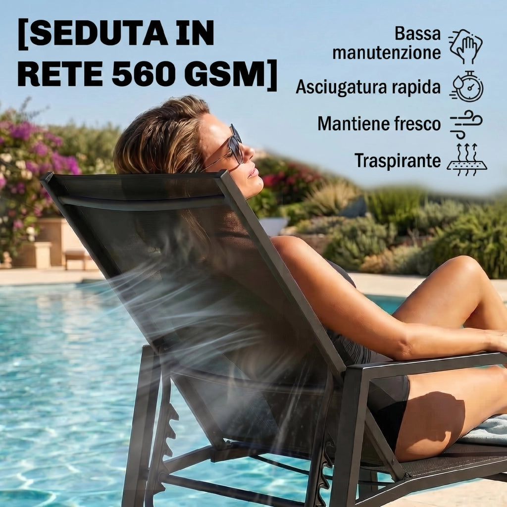 Sdraio Reclinabile 5 Posizioni, Poggiapiedi Retrattile, Ideale Per Giardino