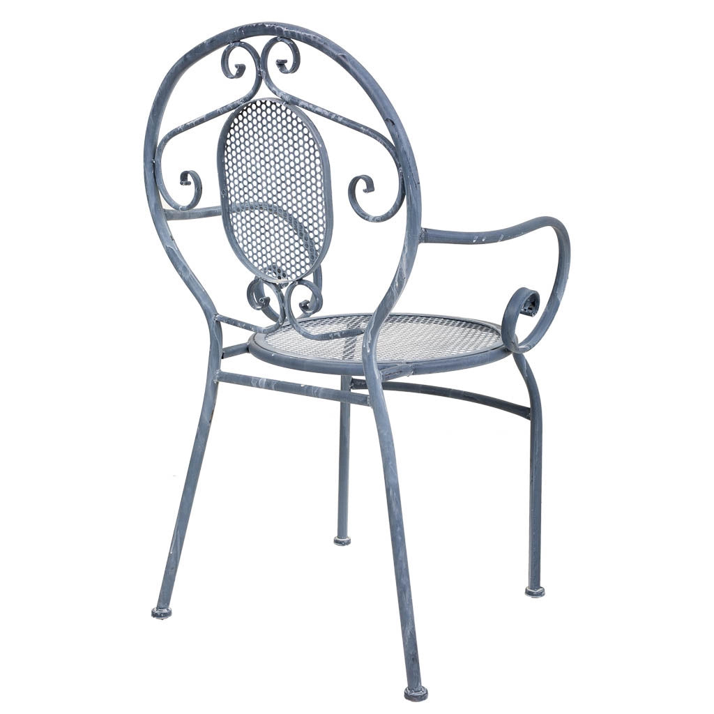 Poltrona in ferro battuto grigio 58x54x88l