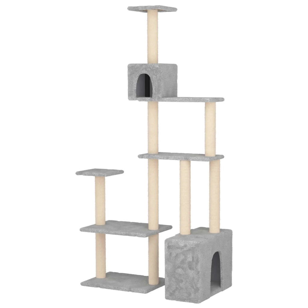 Albero per gatti con pali per graffiare in sisal Grigio Chiaro