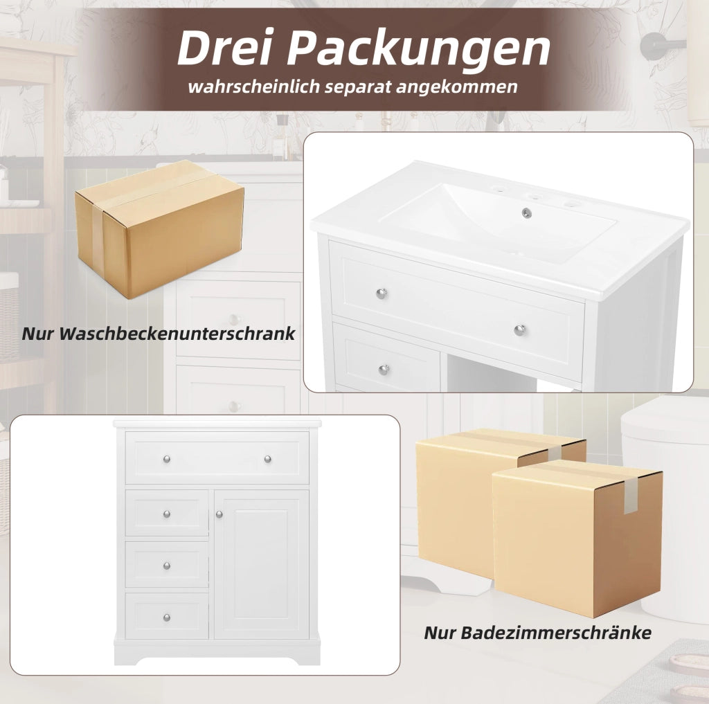 Mobile bagno con lavabo integrato bianco 76x46x87 cm