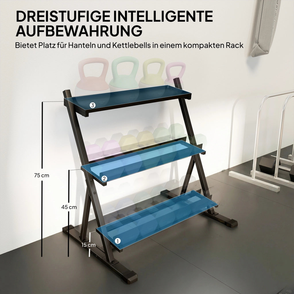 Supporto per Manubri Regolabile a 3 Livelli ¨C Xylo ¨C Max 200kg Antiscivolo