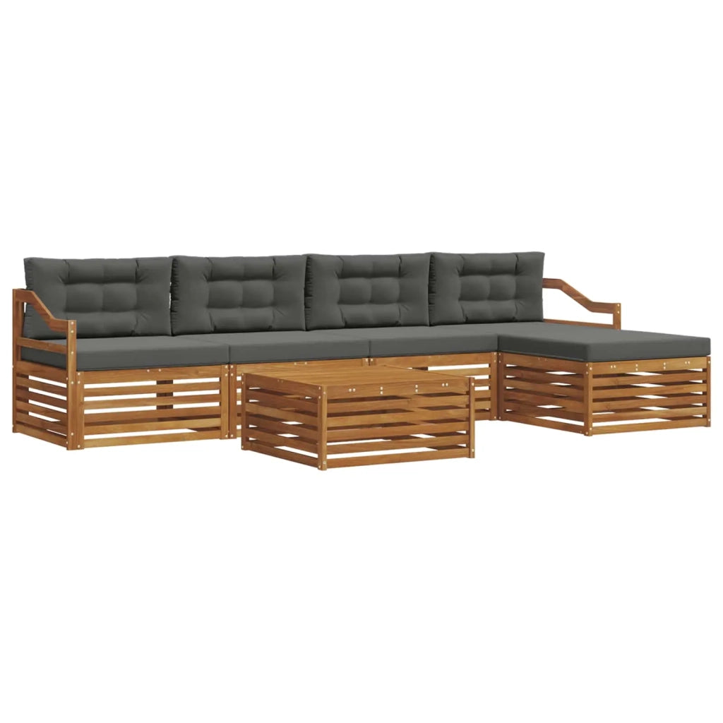 Set di divani da esterno con cuscino 6 pcs Naturale e Antracite