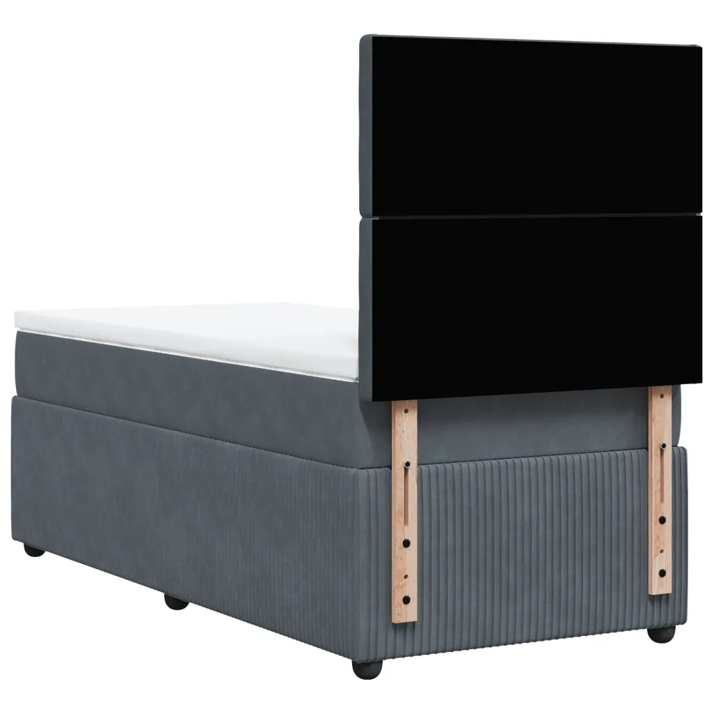Giroletto a Molle con Materasso Grigio Scuro 90x200 cm Velluto
