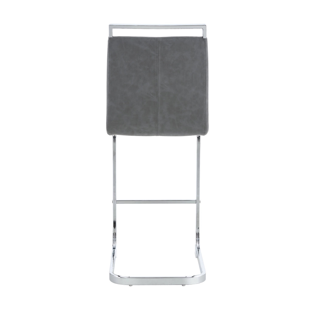Set di 2 sgabelli da bar in PU grigio scuro con gambe argento