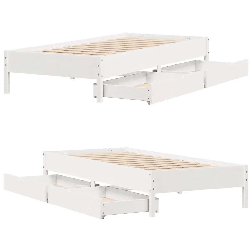 Letto senza Materasso-Struttura Letto Bianco 90x200 cm Legno Massello di Pino 785369