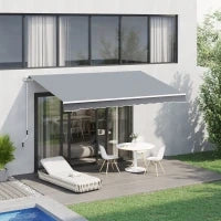 Tenda da Sole 3x2.5 m Avvolgibile per Porte e Finestre, in Alluminio e Poliestere Anti-UV, Grigio