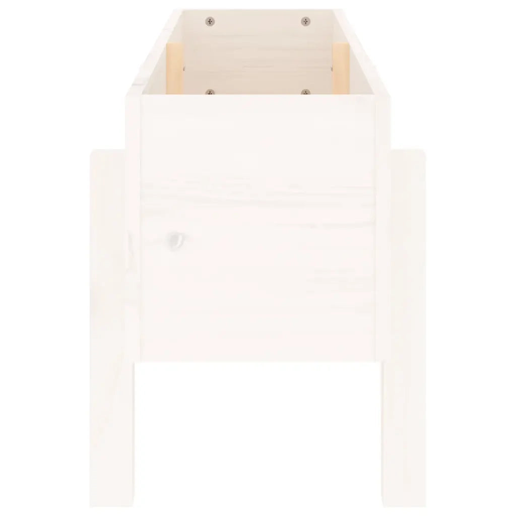 Fioriera Rialzata da Giardino Bianca 101x30x38 cm Massello Pino 825185