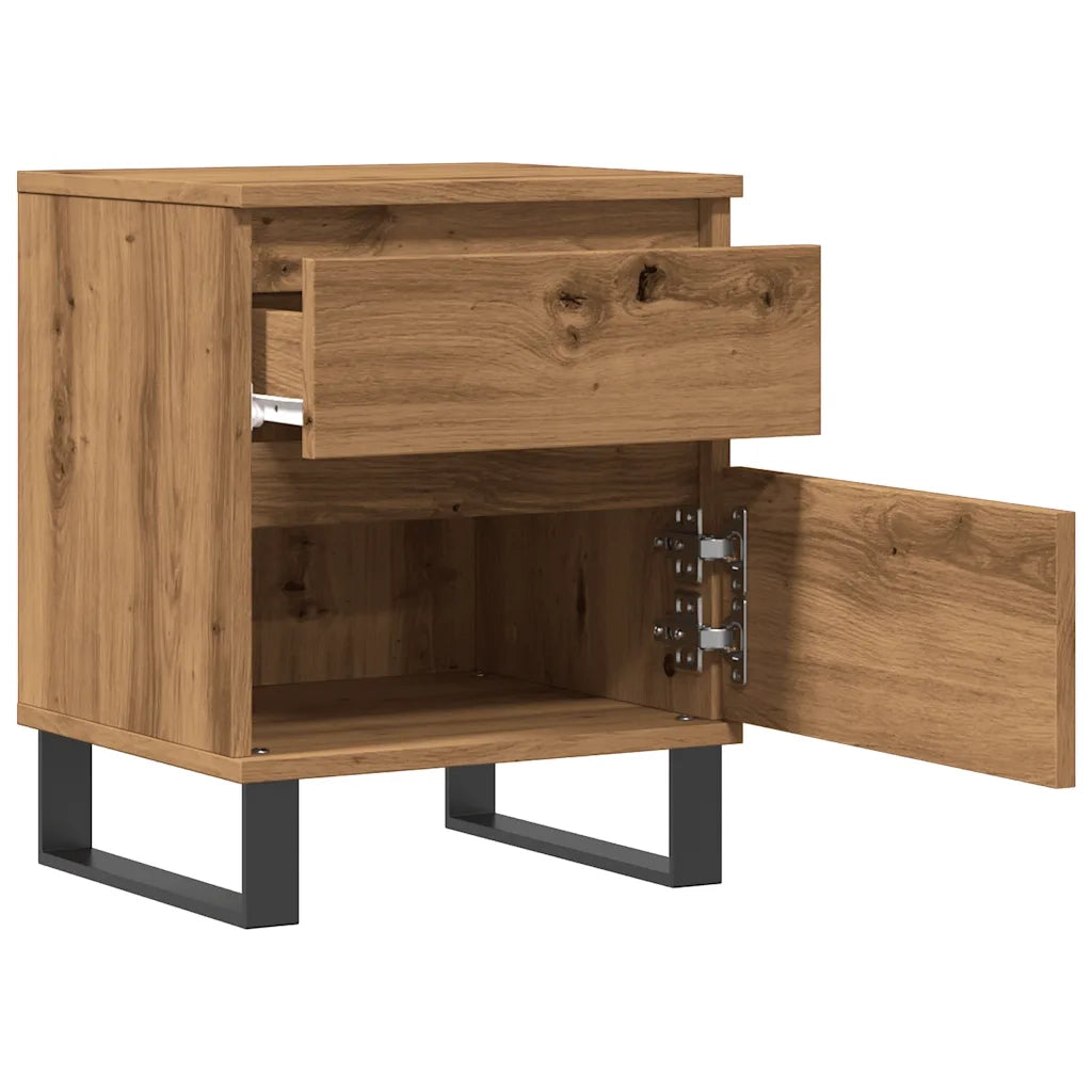 Comodino | Armadio da Notte | Mobiletto da notte Rovere Artigianale 40x35x50 cm in Legno Multistrato