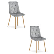 Set di 2 sedie Libra in velluto grigio chiaro e metallo effetto legno