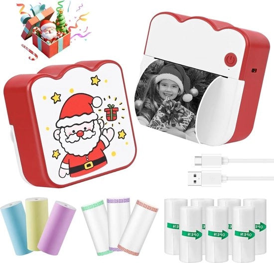 Stampante di fotografia portatile - stampante portatile senza fili con 10 rulli di carta e 5 pennarelli a colori - stampante Bluetooth per smartphone