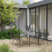 Set Mobili da Pranzo per Giardino 7 pz in Acciaio Grigio Scuro cod mxl 70894