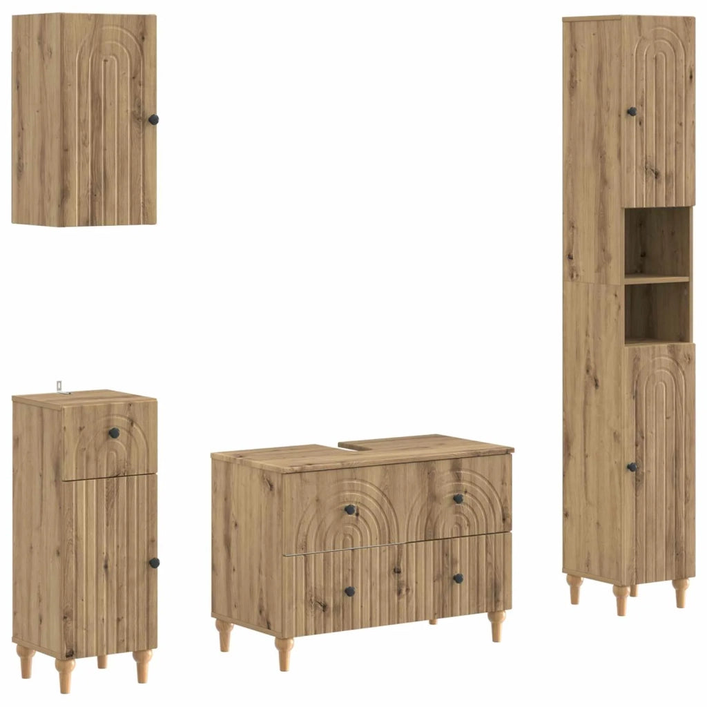 Set di Mobili da Bagno da 4 Pezzi ALKMAAR Rovere Artigianale 3417917