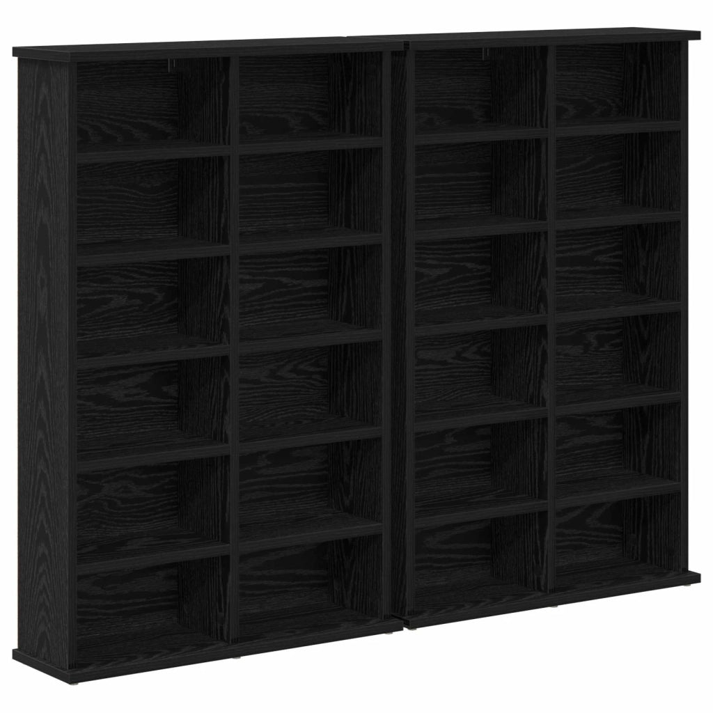 Mobile per CD 2 pz Rovere Nero 60 x 17 x 92 cm 8012733