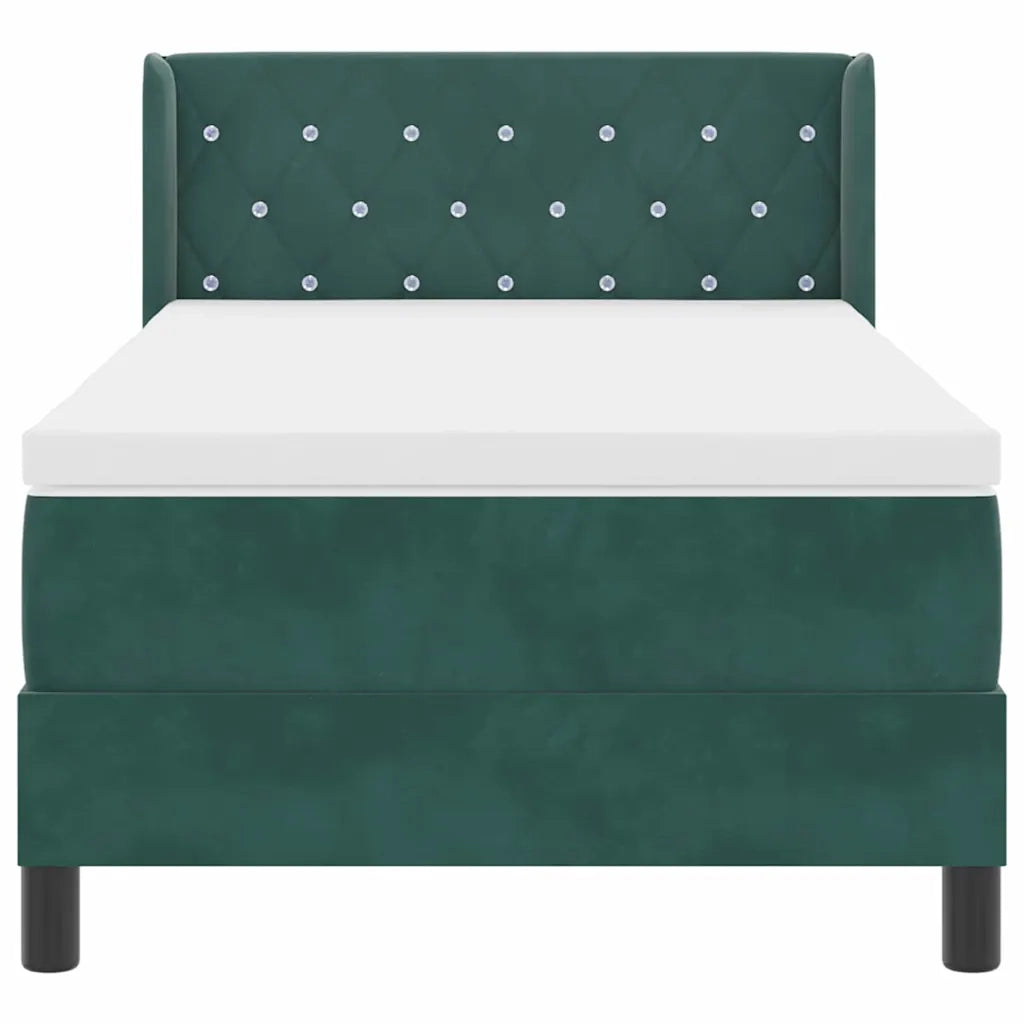 Letto a molle con testiera Verde Scuro 200 x 90 cm Velluto 3341399