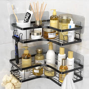 Pannello doccia senza fori - organizzatore bagno - 2 pezzi - nero - acciaio inox