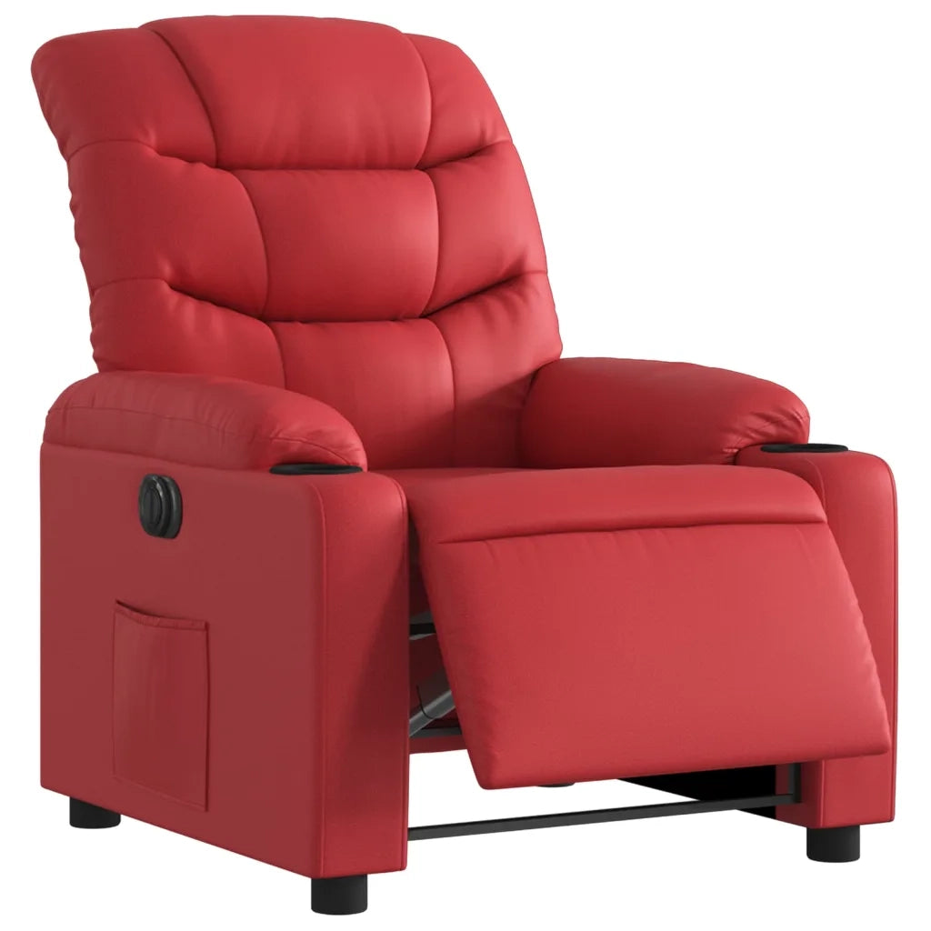 Poltrona Reclinabile Elettrica Rossa in Similpelle 3206590