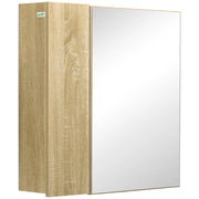Mobile da bagno con Specchio e 4 Ripiani interni, in truciolato, 60x15x60cm, color Legno