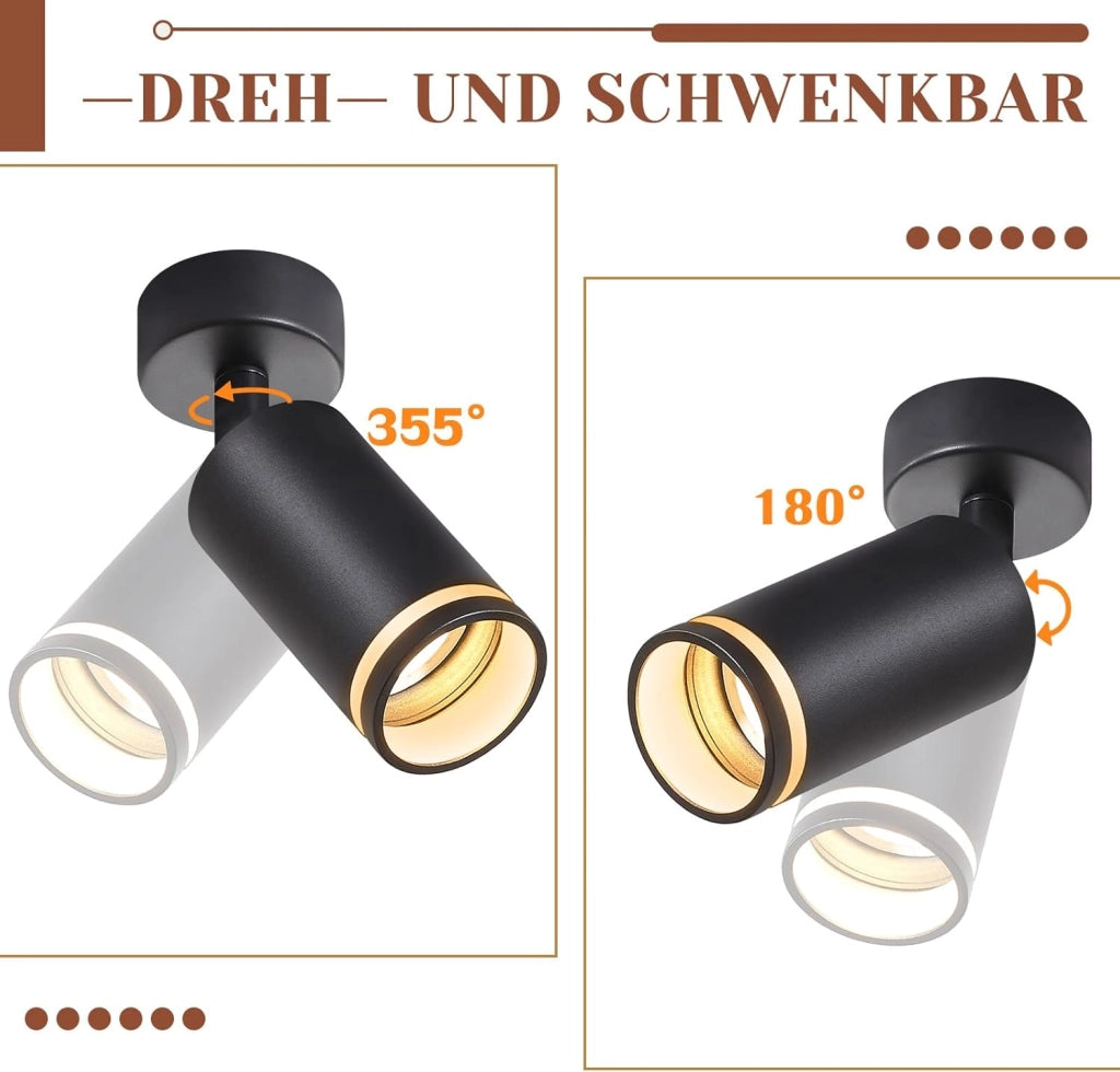 ZMH Faretto da soffitto Nero 1 Lampada Moderno GU10 Orientabile per Interni per Corridoio Soggiorno Senza Lampadina