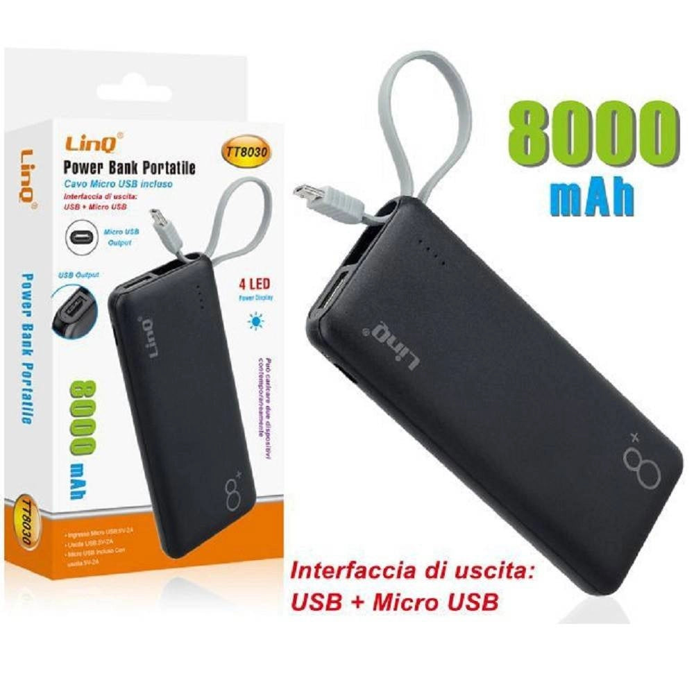 Trade Shop - Power Bank Batteria Esterna Portatile Ricaricabile 8000mah Con Micro Usb Tt8030 -