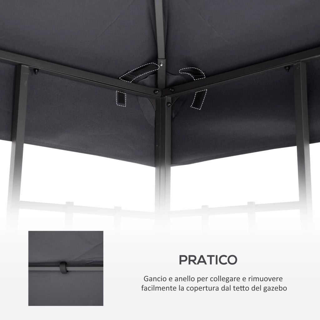 Tetto Gazebo 3x3m 2 Livelli UV Resistent ¨C zephmum ¨C Grigio Scuro