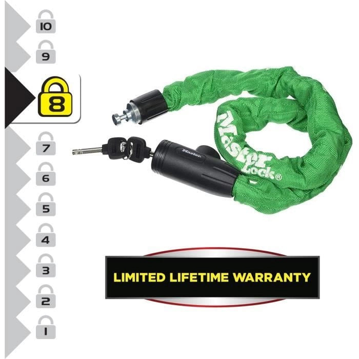 MASTER LOCK Catena antifurto per bicicletta [Chiave] - Ideale per biciclette, biciclette elettriche, ATV e altri