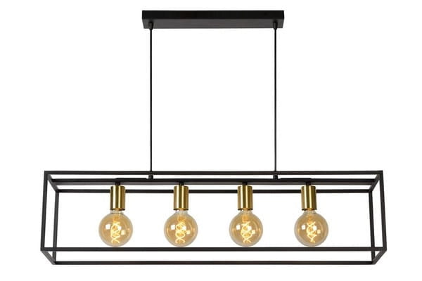 Lampadario Lucide Ruben 4xE27 nero/oro dimmerabile 92cm