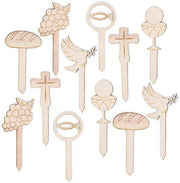 Decorazioni per torte in legno - Tappi per cupcake - Simboli cristiani - 10 cm