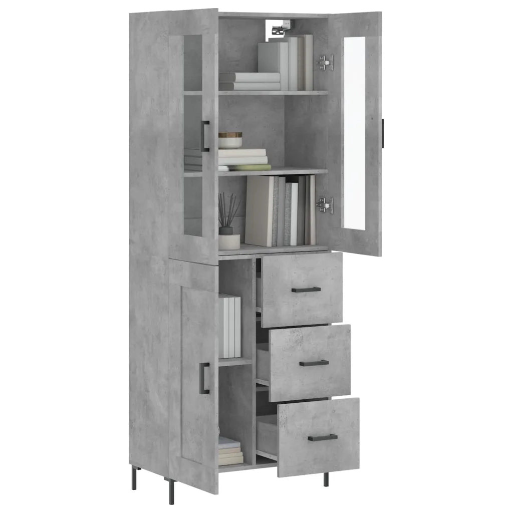 Credenza-Buffet-Armadio da cucina Grigio Cemento 69,5x34x180 cm in Legno Multistrato 921110